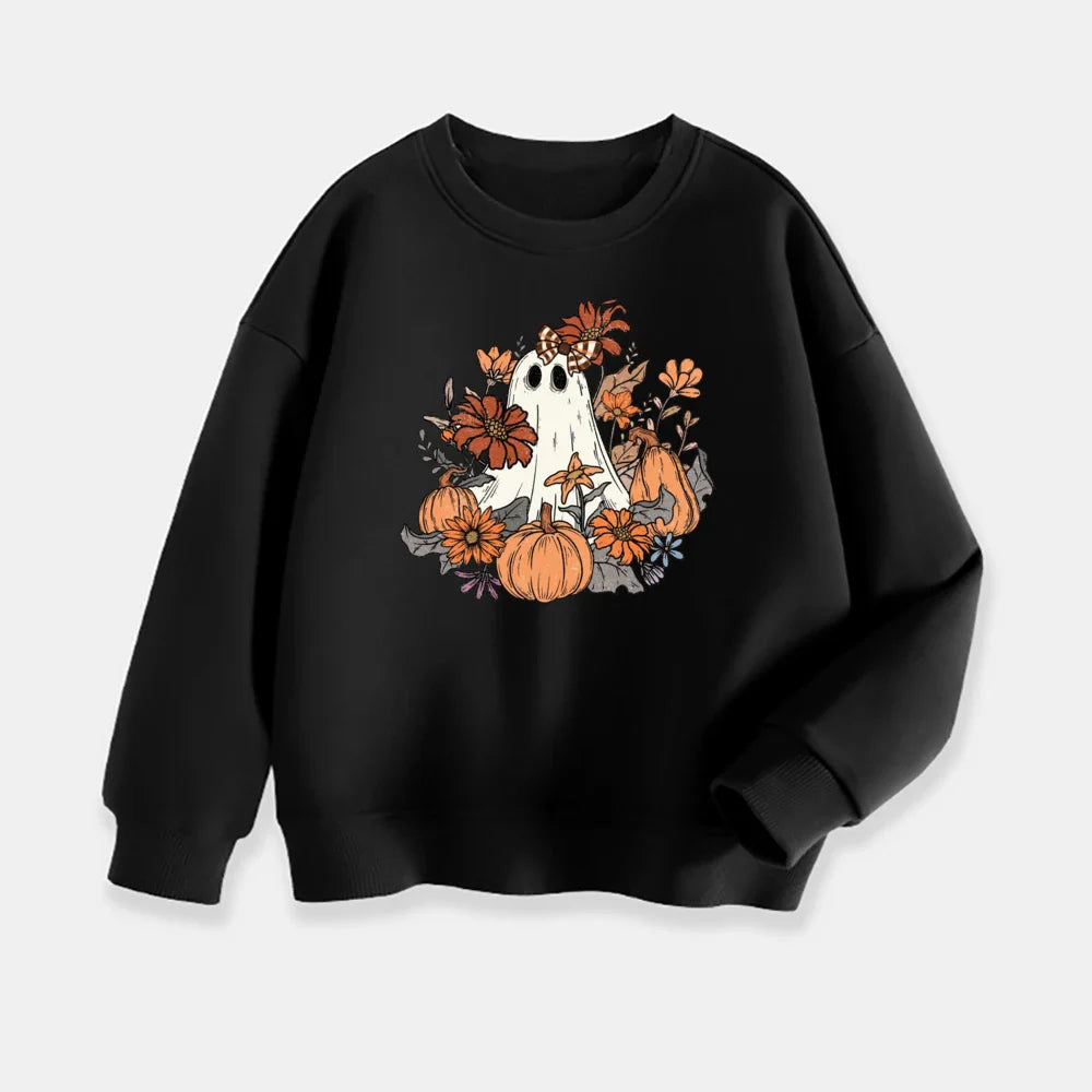 Kids Ghost Halloween Sweatshirt Toddler Cute Halloween Sweater Tee Vintage Ghost Crewnewck Fall Hoody Autumn Clothes