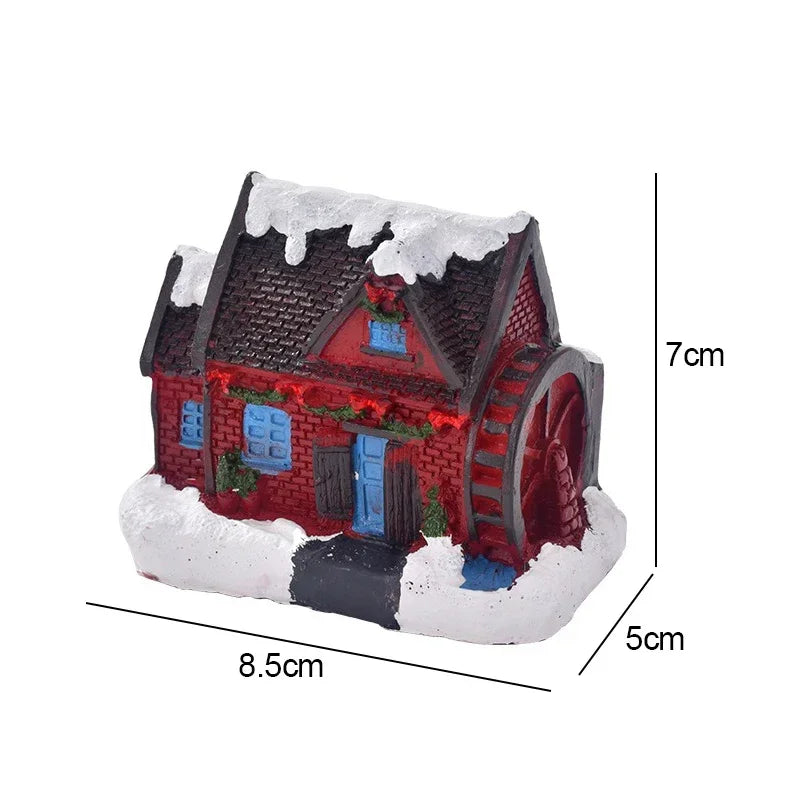 Christmas Resin House Light Christmas Glow Ornaments New Year Bedroom Decoration Kids Xmas Gift Micro Landscape Night Lights