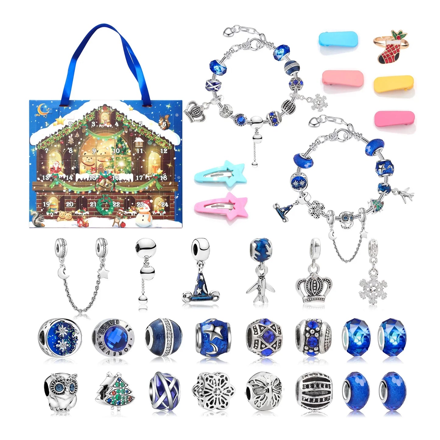 24-Grid Christmas Advents DIY Bracelet Gift Box Personalized Holiday Gift Box Toys For Kids Teens Boys Girls Beads Accesories