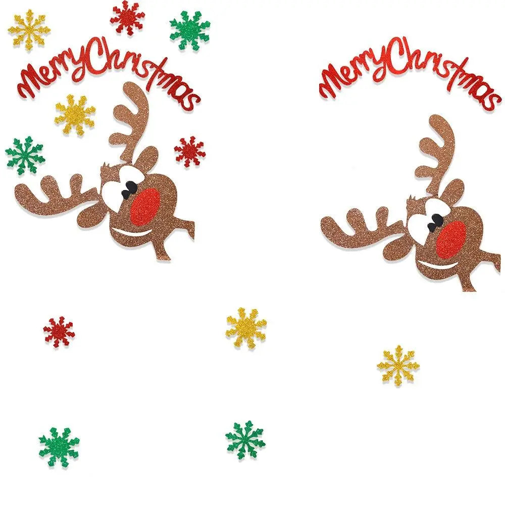 2 Set Cartoon Christmas Felt Door Sticker Funny Elk Christmas Tree Snowman Santa Claus Window Sticker Exquisite