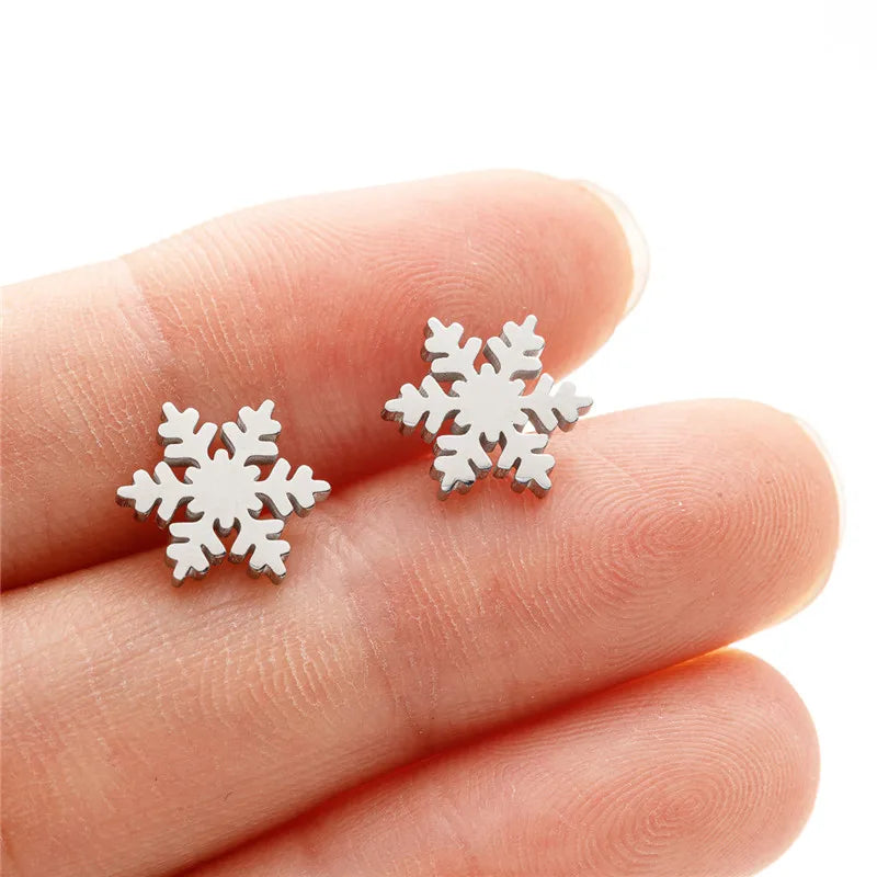 Multiple Stainless Steel Flower Stud Earrings Women Korean Daisy Mandala Rose Lotus Earings Piercing Jewelry Plant Oorbellen