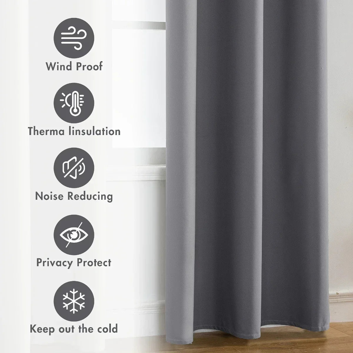 2pcs Modern Blackout Curtains - UV Protection, Heat-Resistant, Light-Blocking Drapes.