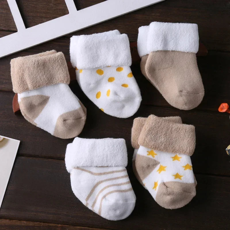 5pairs/lot Unisex Non-Skid Baby Shoe Socks 0-12months Cotton Baby Boy