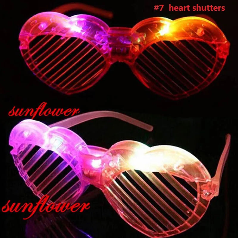 12pcs Adult Kids Women LED Glasses Light Sunglasses Glow Blind Shutter Neon Flash Bar Birthday Wedding Party Halloween Christmas