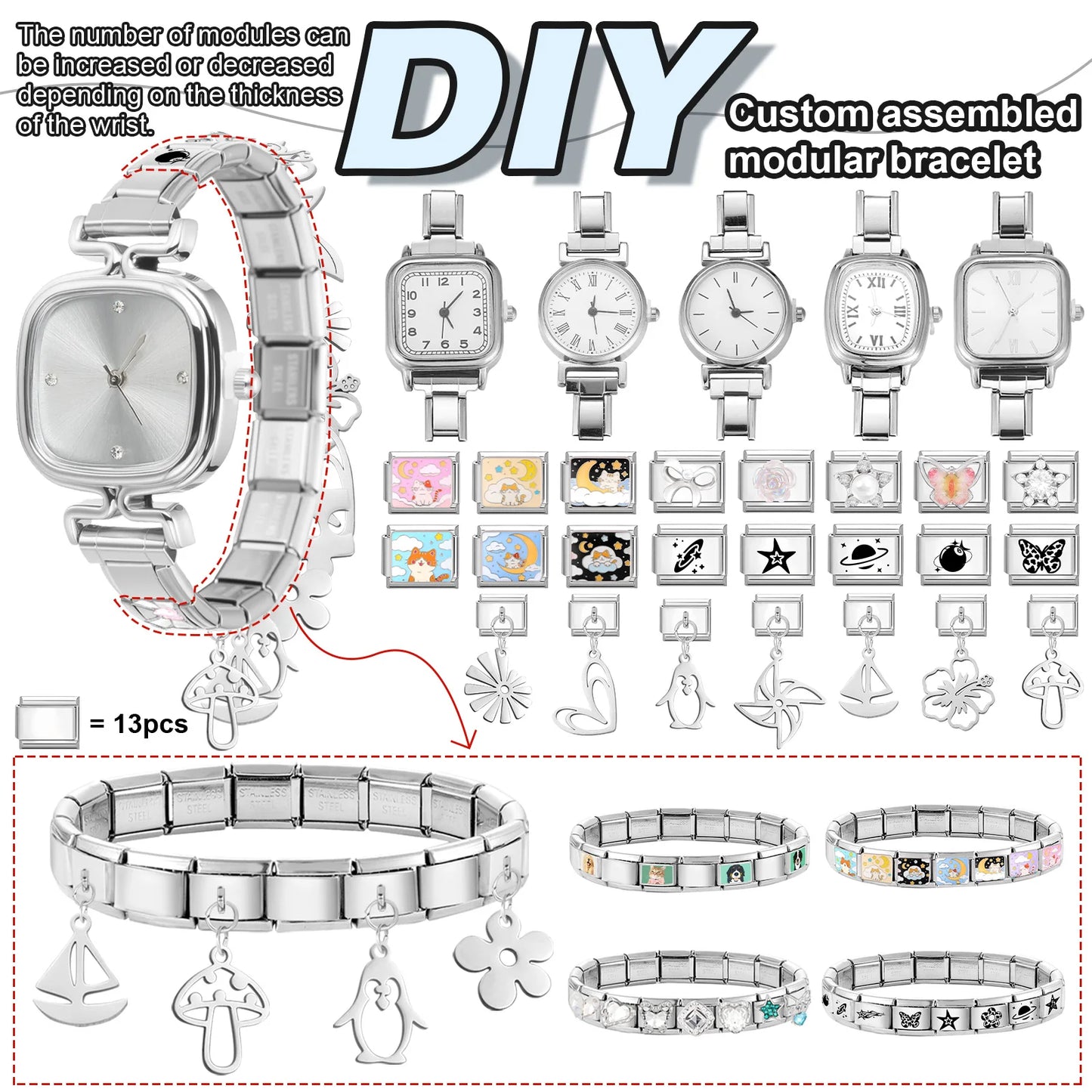 1PC High Quality Men Women's Stainless Steel Round Simple Watch Bracelet Bangle For Friend Wife Birthday Gift DIY Jewelry