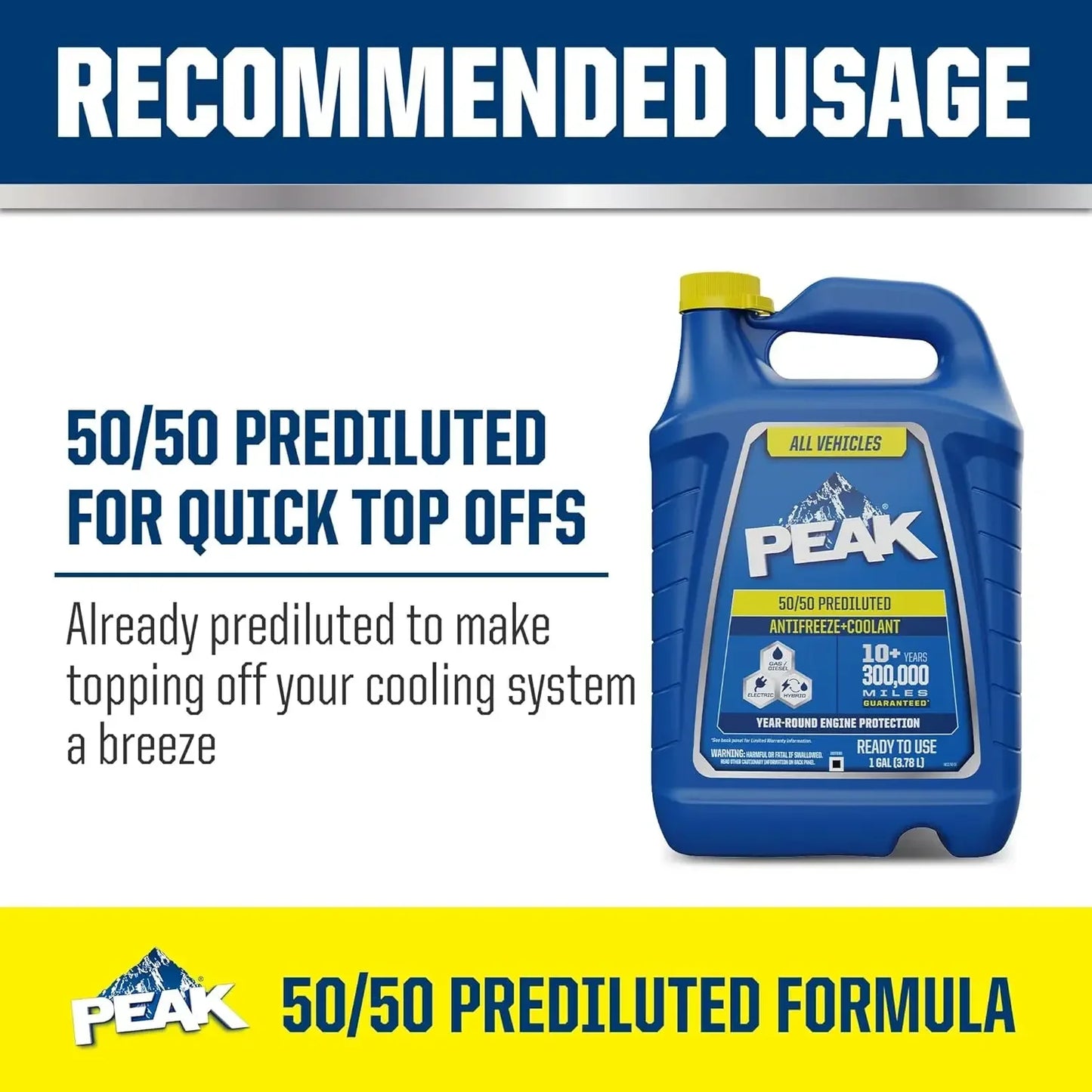 Long-Lasting Engine Coolant Antifreeze - All Cooling Systems, Year-Round Use - 1 Gallon