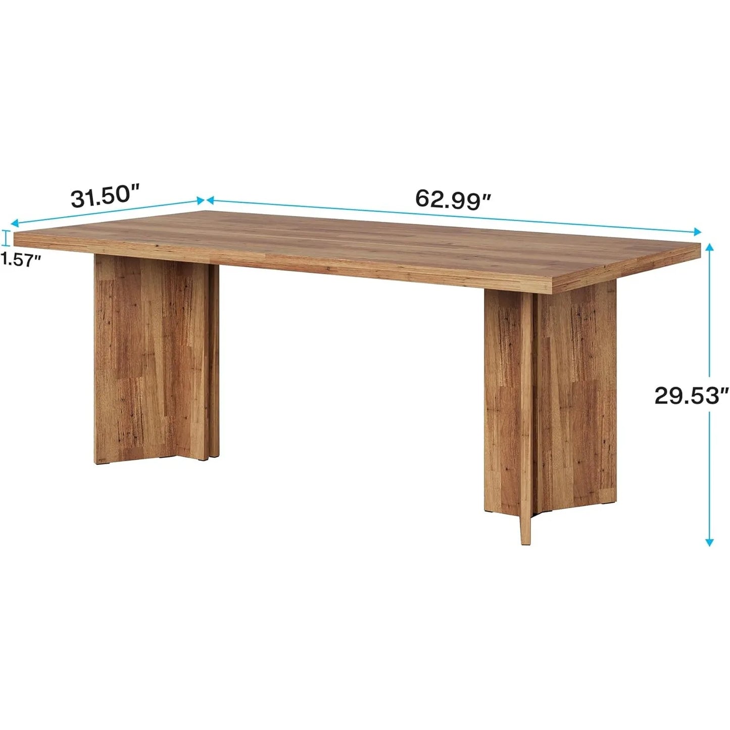 63-inch Dining Table for 4-6, with Large Tabletop, for Dining Room, Living Room.