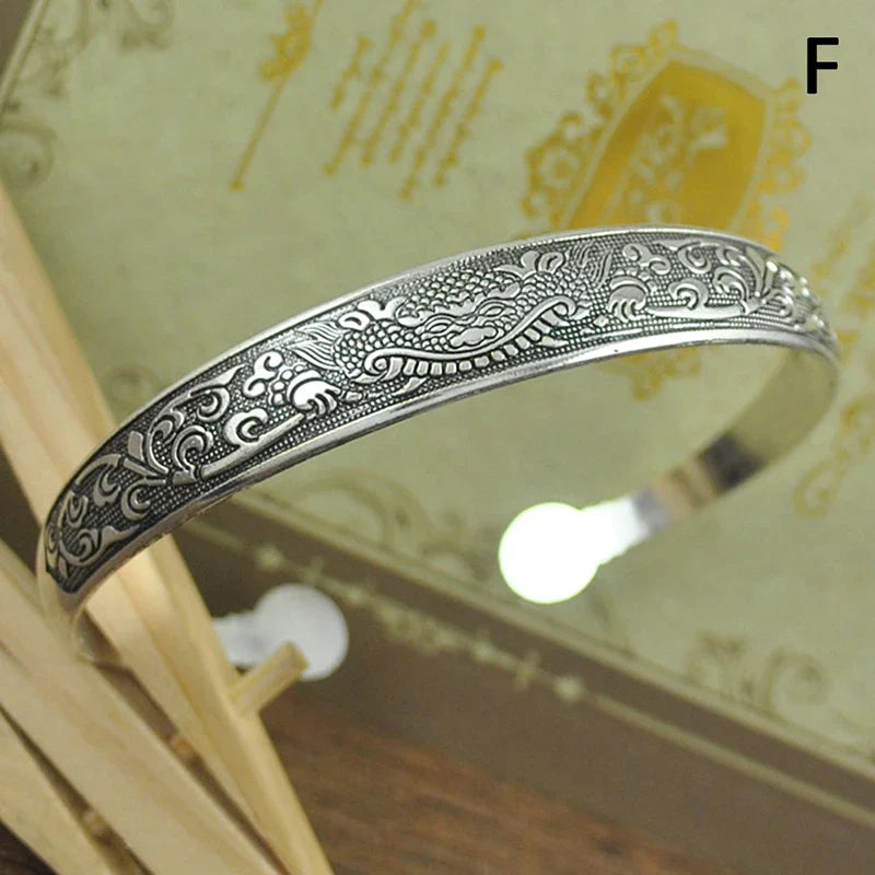 Retro Opening  Bracelet Jewelry Vintage Tibetan Silver Totem Carved Bangle Cuff