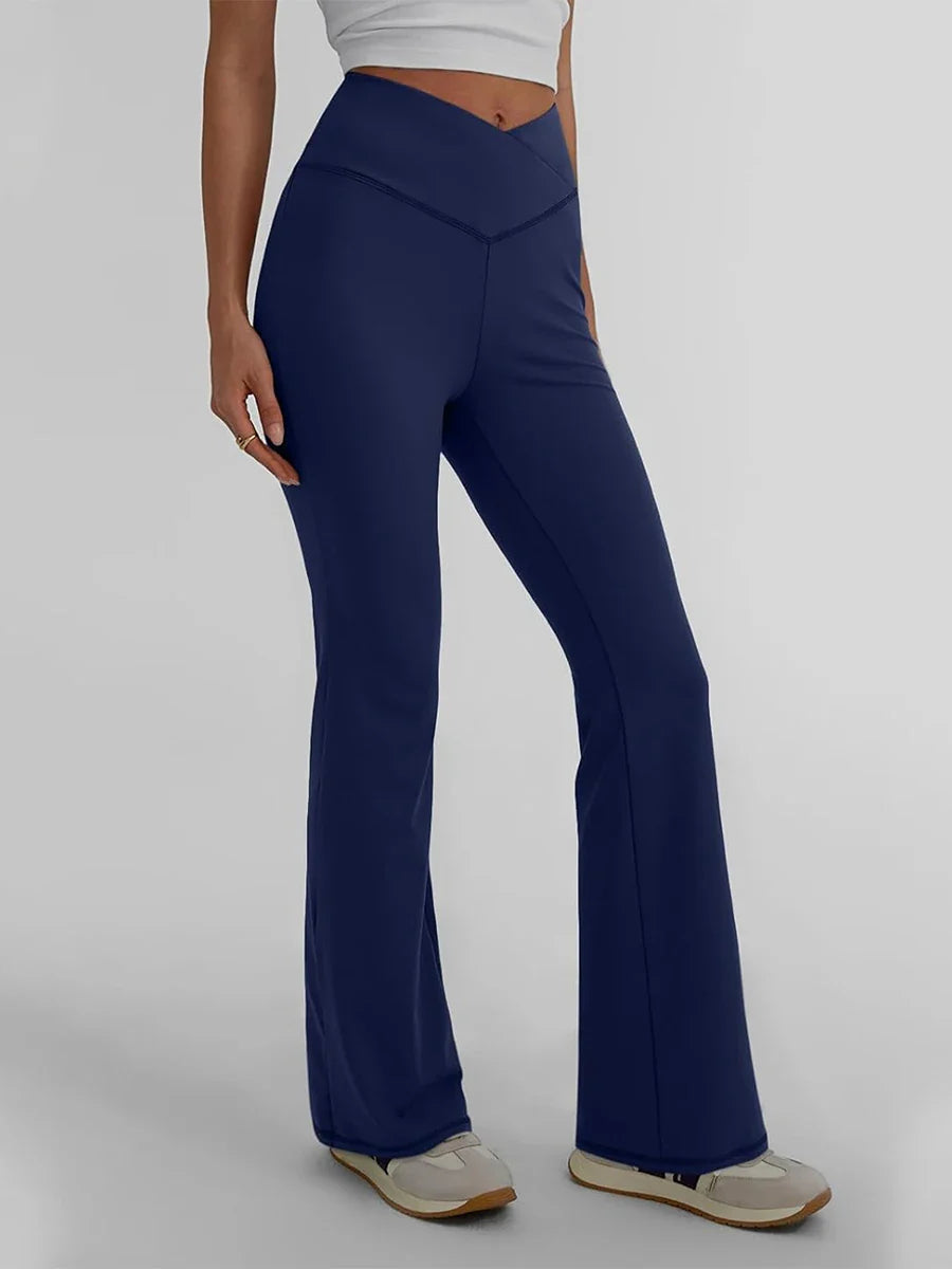 Women s High Waist Yoga Leggings with Tummy Control and Flare Leg Design for Bootcut Style Solid Color Pants