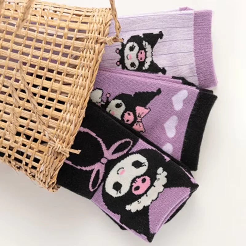 4 Pairs of High-Quality Cartoon Anime Character Pattern Women's Straight Socks Comfortable Soft and Casual Women's Socks