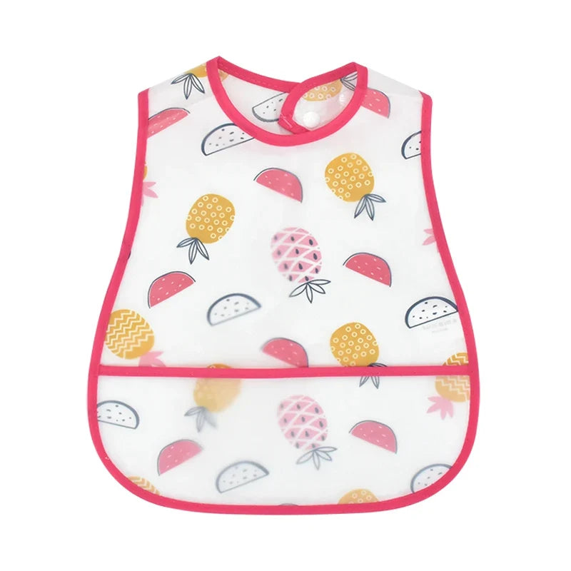 2023New Cartoon Pattern EVA Waterproof Pocket Lunch Feeding Bibs Adjustable Baby Bibs Cute Children Baby Apron Kids Burp Cloths