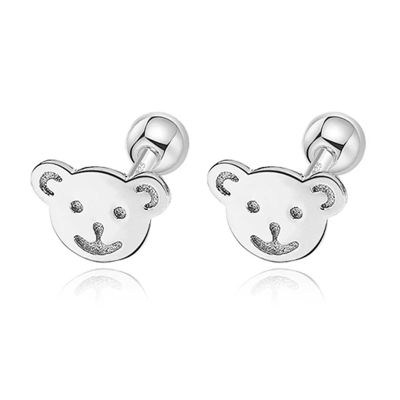 TrustDavis Real 925 Sterling Silver Fashion Sweet INS Butterfly Bear Screw Stud Earrings For Daughter Girls Fine Jewelry DG0013