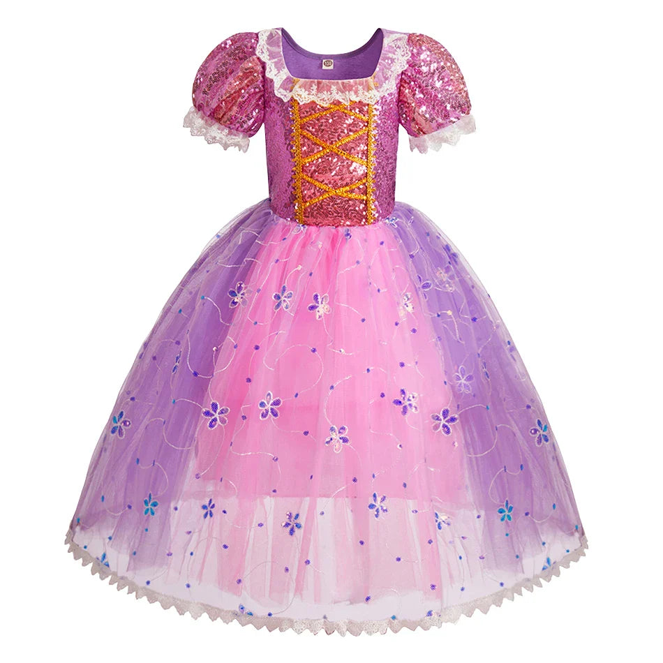 Kids Princess Dress Little Girls Rapunzel Elsa Bell Clothes Children Christmas Halloween Dress Up Carnival Kids Cosplay Dresses