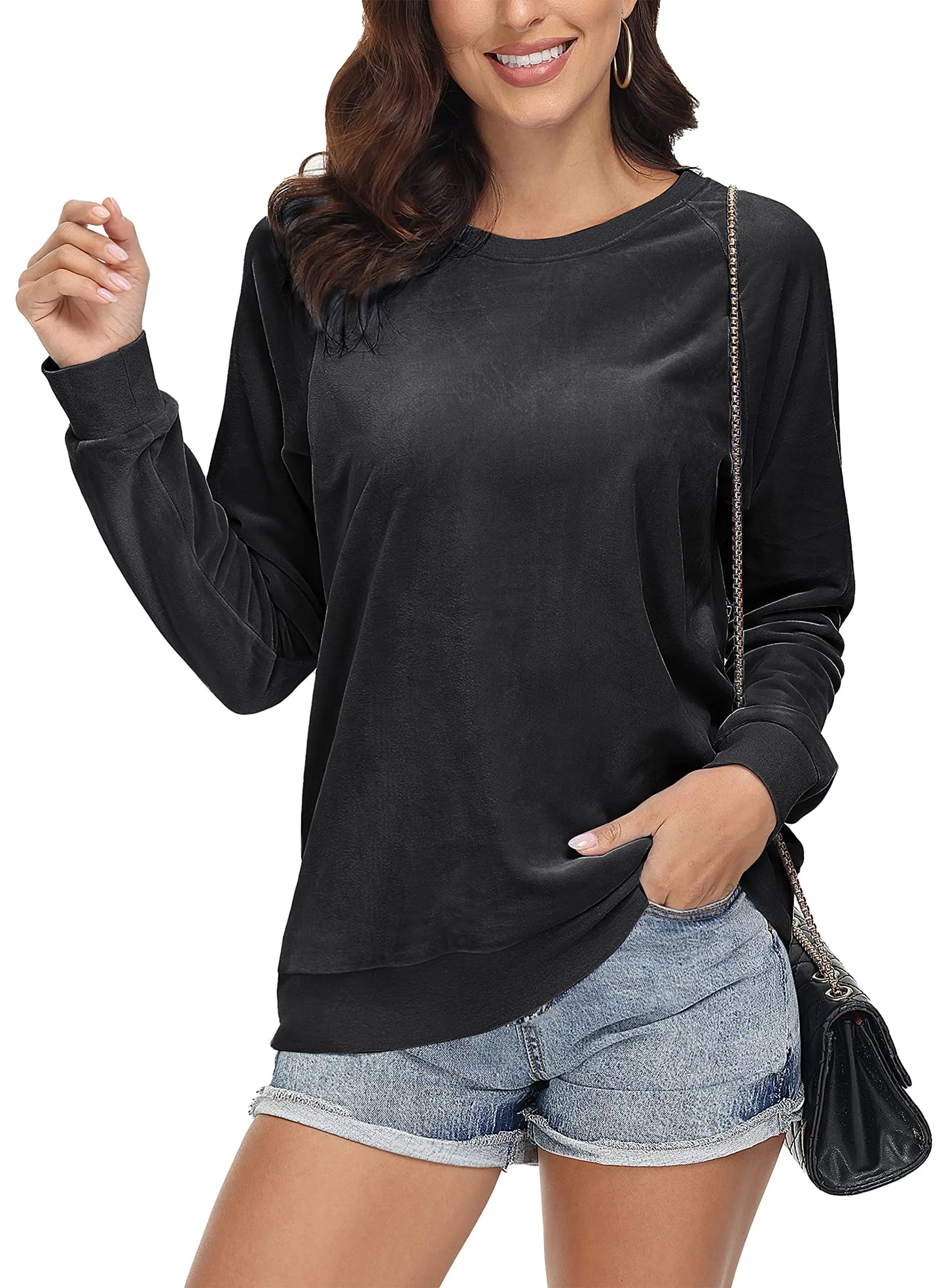 TACVASEN Spring Lightweight Crew Neck Pullover Womens Casual Soft Fuzzy Sweatshirts Warm Hoodies Sweet Streetwear Sports Tops