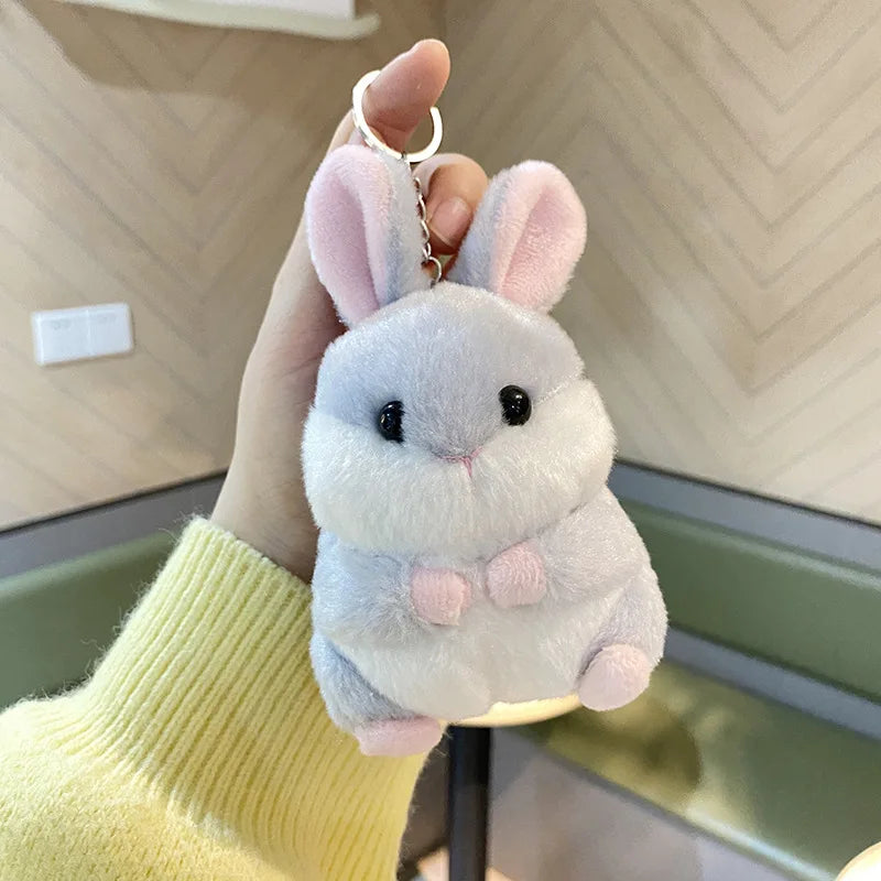 10CM Mini Fluffy Hamster Keychain Women Girl Cute Pompom Rabbit Key Chain On Bag Car Trinket Jewelry Wedding Party Kids Toy Gift