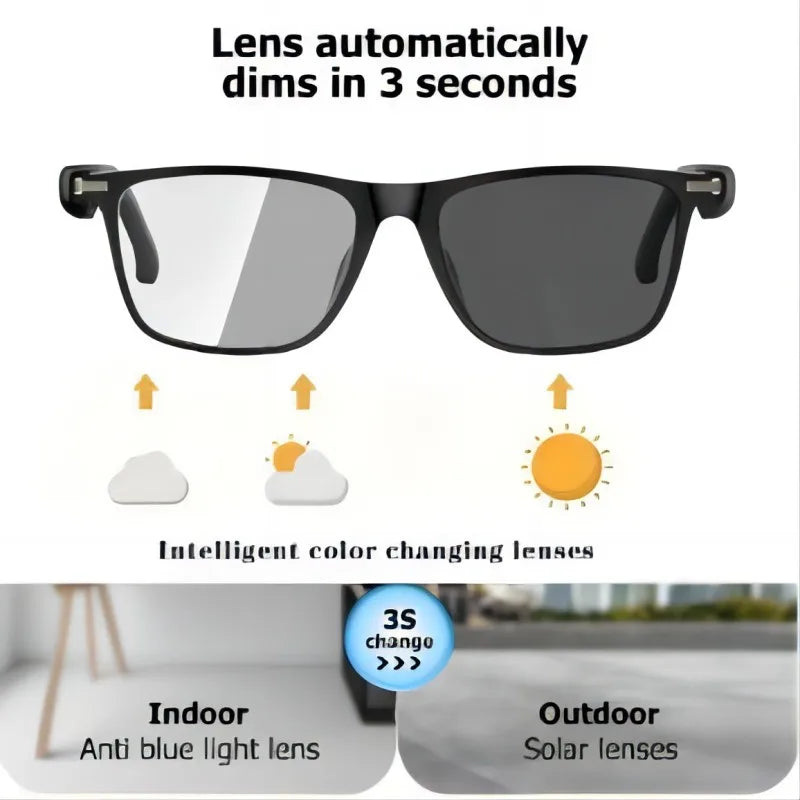New smart glasses, with auto-dimming lenses, built-in microphone and speaker, HD voice calls and HIFI sound quality.
