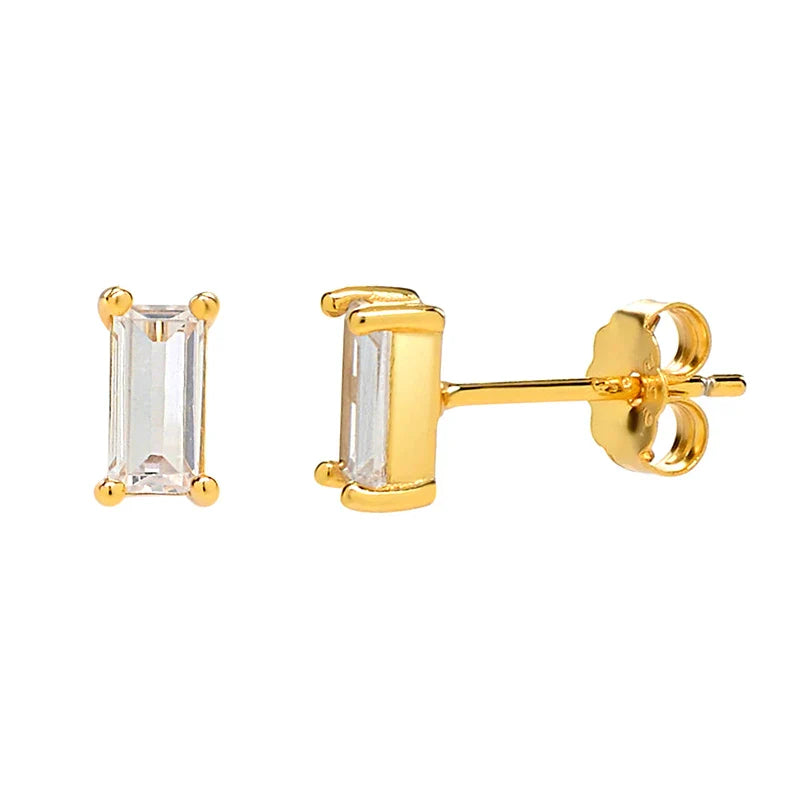 925 Sterling Silver Needle Small Geometry Triangle Crystal Stud Earring for Woman Lovers' Couples Bling Simple Piercing Earrings