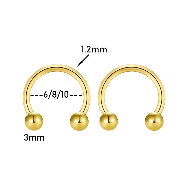 2Pcs Stainless Steel Crystal CZ Tragus Piercing Helix Studs Earrings For Women Girls Hoop Nose Ring Body Piercing Jewelry