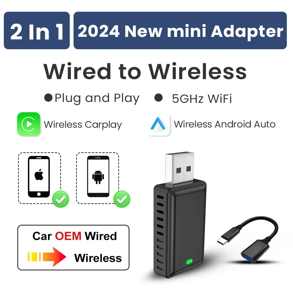 Wireless Android Auto Wireless Carplay Dongle Play and Plug 2in1 Smart  Adapter For Chery Renault Honda Buick Jeep Lexus Mazda