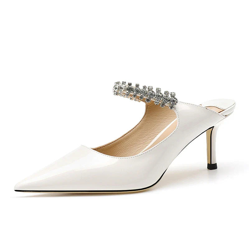 Shoe Wedding Women Pumps Patent Leather 7CM Thin High Heels Pointed Toe Shallow Solid Women's Shoes Party Designer Satin Blue