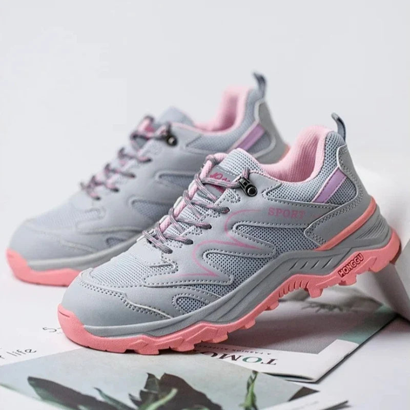 Women's Safety Shoes Anti Smash Puncture Proof Work Shoe Indestructible Steel Toe Breathable Running Shoes Lace Up Women Shoes