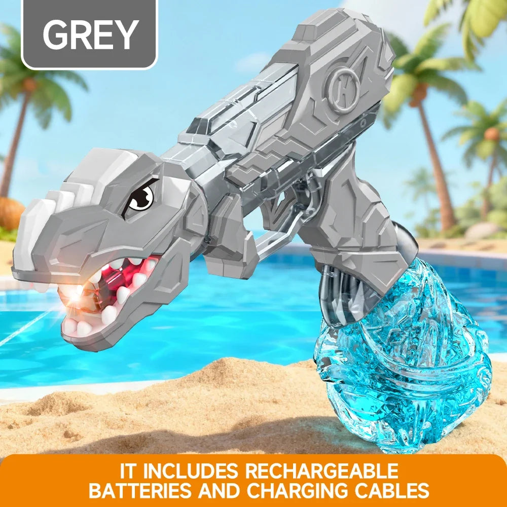Electric Dinosaur Water Gun With LED Light Up Continuous Shooting Up to 8M Range Summer Pool Beach Toy for Kids Boys Girls