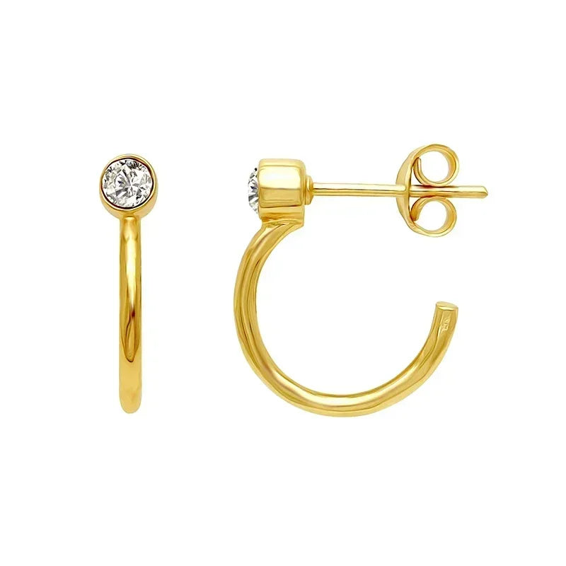 Cartilage 925 Silver Earrings Fashion C-shaped Zircon ear studs European American Geometric Piercing Earrings For Women Jewelry