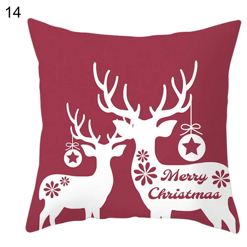 Useful Christmas Pillow Cover Smooth Christmas Pillowcase Breathable Christmas Sofa Chairs Pillow Cover  Skin-friendly