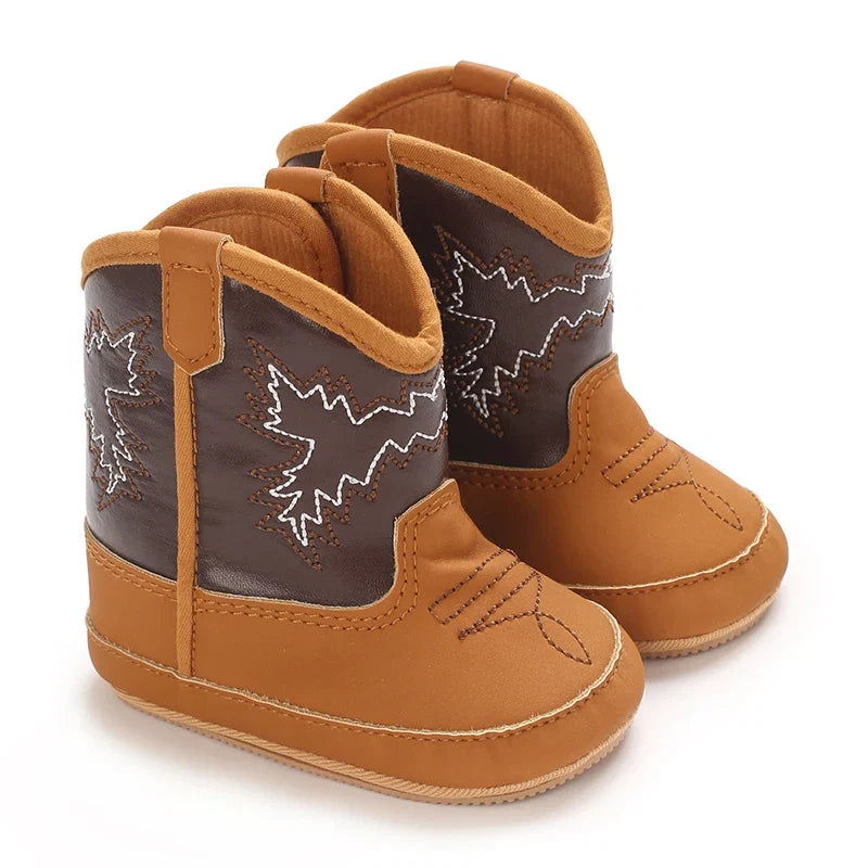 Western Denim Baby Winter Boots, Fashion Warm Casual First Walkers Shoes for Boys Girls 0-18 Months ﻿