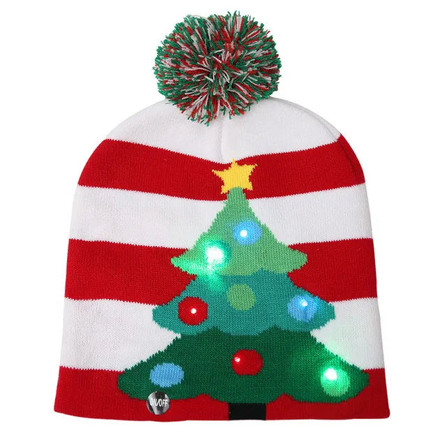 LED Christmas Hat Creative Flashing Led Light Knitted Hat Snowman Winter Warm Color Knitted Cap Christmas Gift