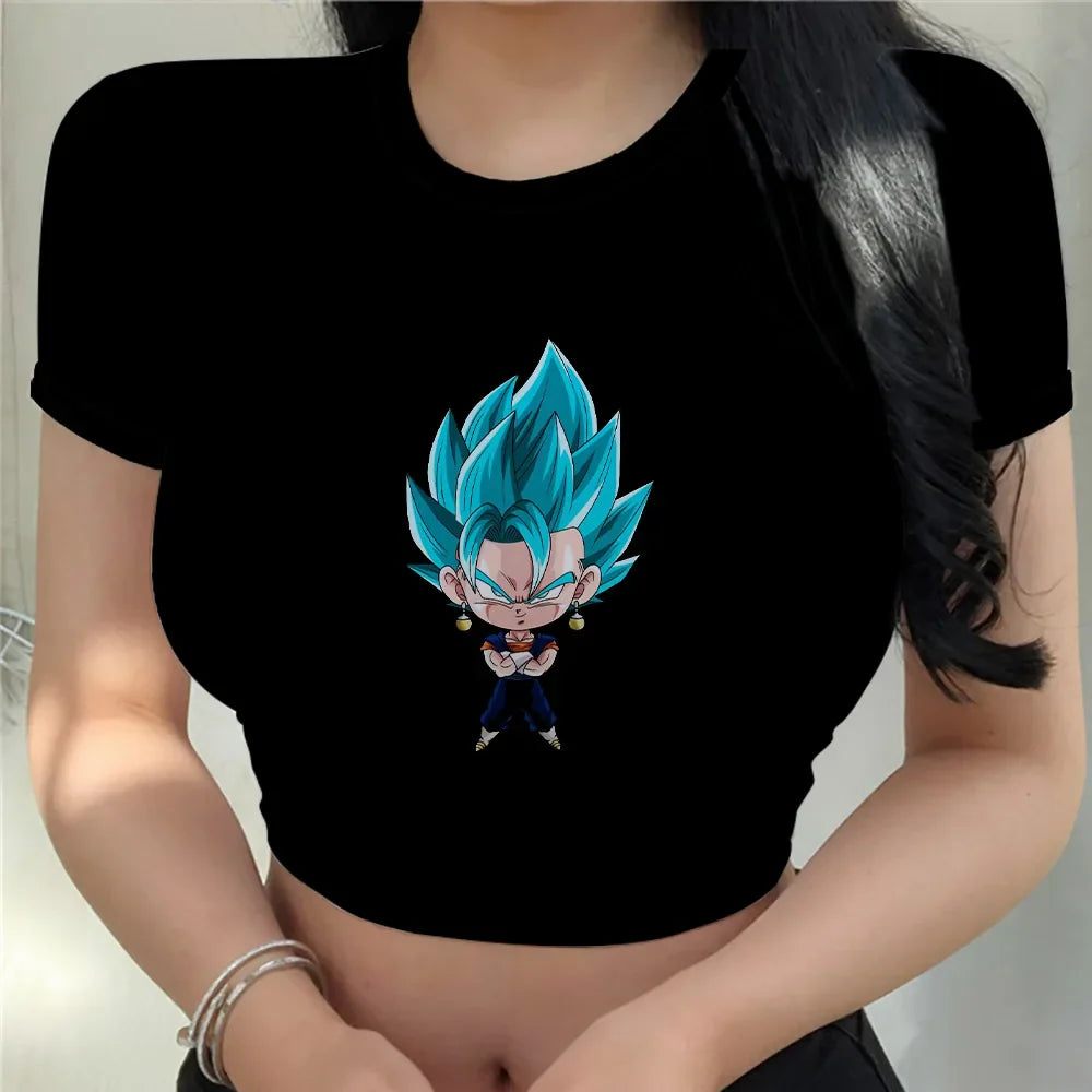 Crop Top Fashion Tops Harajuku Kawaii Clothes T-shir T Shirt Cool Goku Dragon Ball Z New Clothing Y2k Sexy Vegeta Anime Women Z