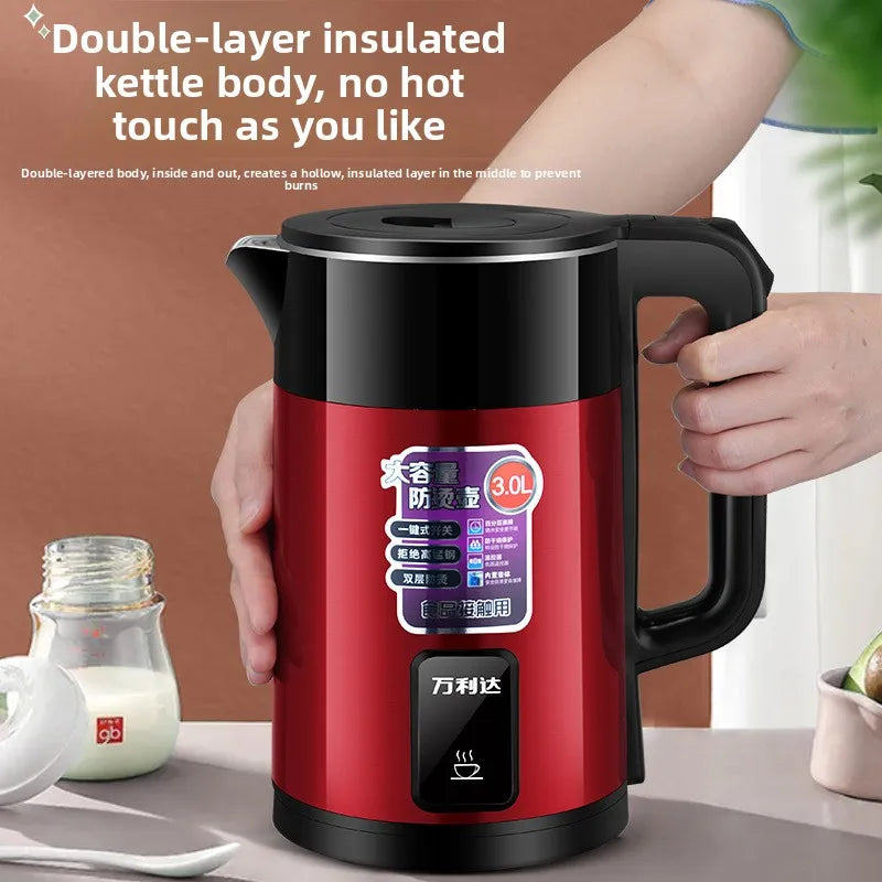 1500W Stainless Steel ABS Electric Kettle Auto Shut Off UK Plug Fast Boiling Home Use