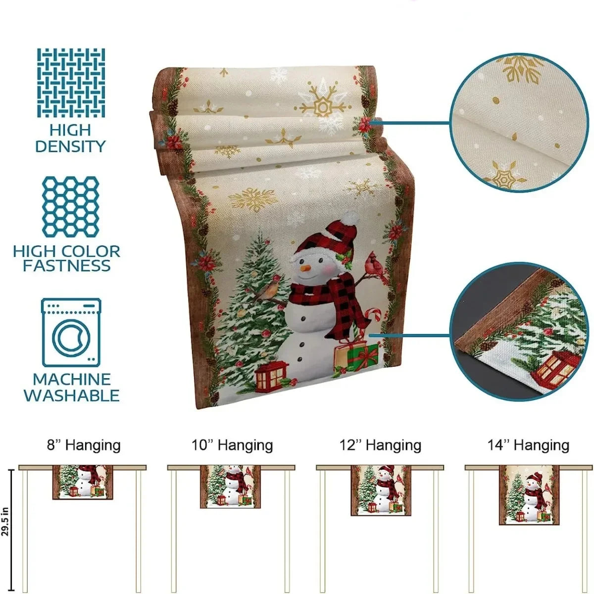 Christmas Tree Snowman Table Runners Kitchen Dining Table Decor Farmhouse Navidad Xmas Linen Table Runners Wedding Decor