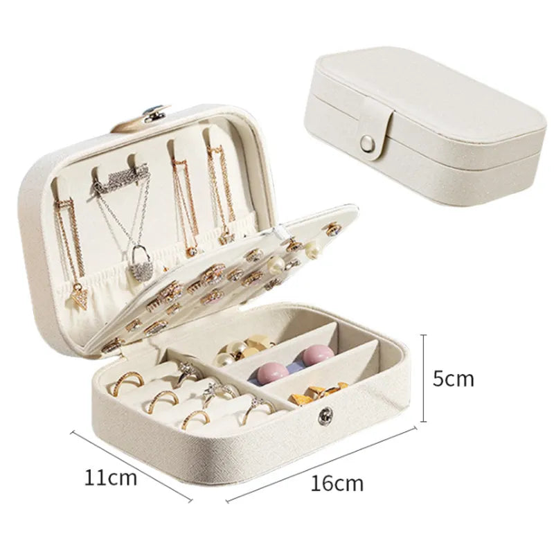 2022 Portable Jewelry Box Jewelry Organizer Display Travel Jewelry Case Boxes Button Leather Storage Zipper Jewelers Joyero