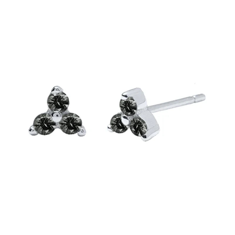 925 Sterling Silver Needle Small Geometry Triangle Crystal Stud Earring for Woman Lovers' Couples Bling Simple Piercing Earrings