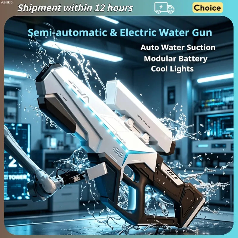 Electric LED Water Gun Automatic Water Suction Large-capacity Continuous Water Spray Summer Game Interaction Children's Gift