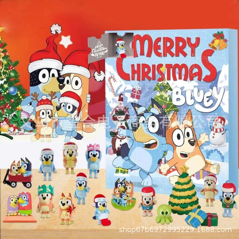 Moose Advent Calendar Christmas Bluey Anime Figurine Halloween Toys Surprise Blind Box Model Doll Kid Countdown Decoration Gift