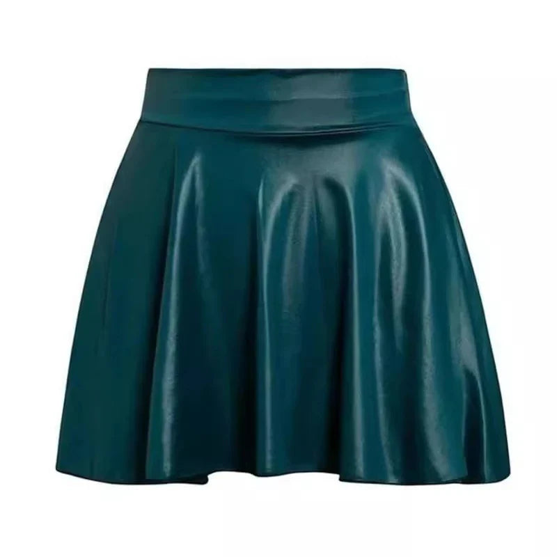Multipurpose Elastic Mini Short Skirt, Women Faux Leather Skirts High Waist For Skater Work Nightclub.