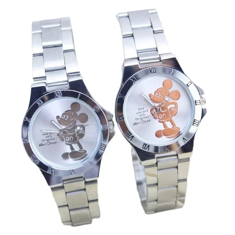 Luxury Girls Watch Mickey Minnie Women Watch Fashion Silver Ladies Wristwatch Full Steel Women's Watches Clock Relogio Feminino