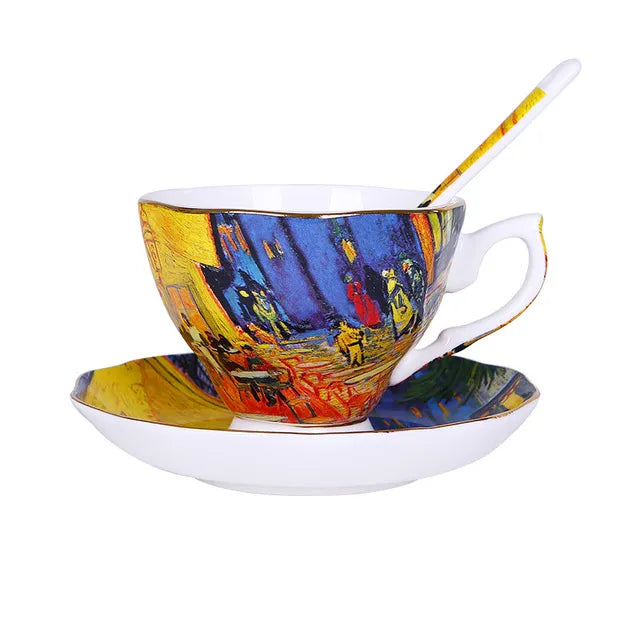The New Van Gogh Art Painting Coffee Mugs The Starry Night Sunflowers The Sower Irises Saint-Remy Coffee Tea Set