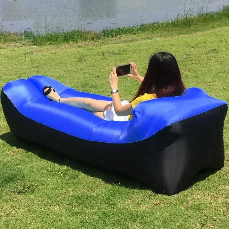 Portable Camping Lazy Inflatable Sofa Air Cushion PVC Lounger Seat Bean Bag Lounge Air Mattress Domestic Outdoor Ultralight Mat