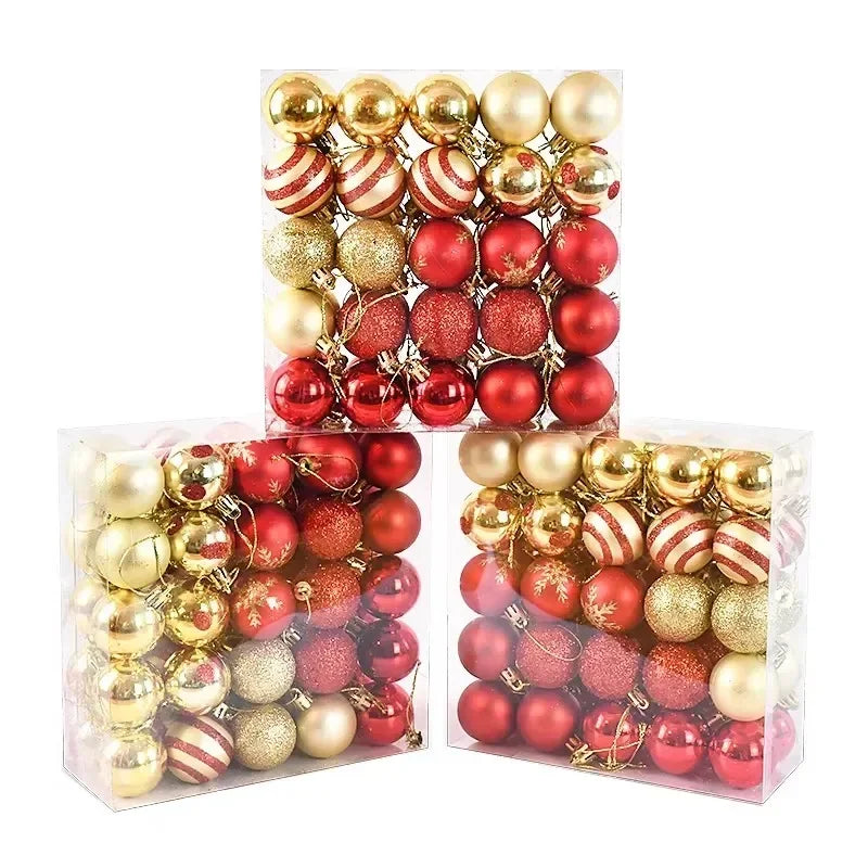 50Pcs/box 4cm Christmas Balls Ornament Xmas Tree Hanging Bauble Pendant Christmas Decoration for Home 2025 New Year Gifts