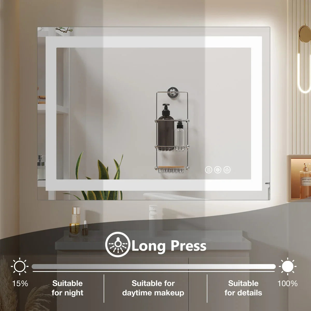 36"x 24"LED Bathroom Vanity Mirror for Wall, Memory Function, Tempered Glass  Front Light, and Backlit For Living Room.