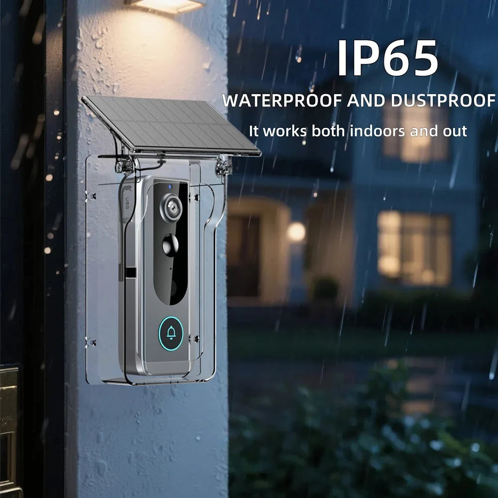 WiFi Solar Charging Wireless Video Doorbell Smart Wireless Intercom Waterproof Voice Changing Intercom Monitoring Camera
