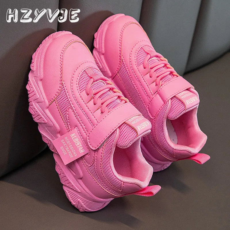 Spring and Autumn New Children's Sports Shoes Girls' Fashion Leisure Mesh Breathable Non-slip Running Shoes Student Sneakers