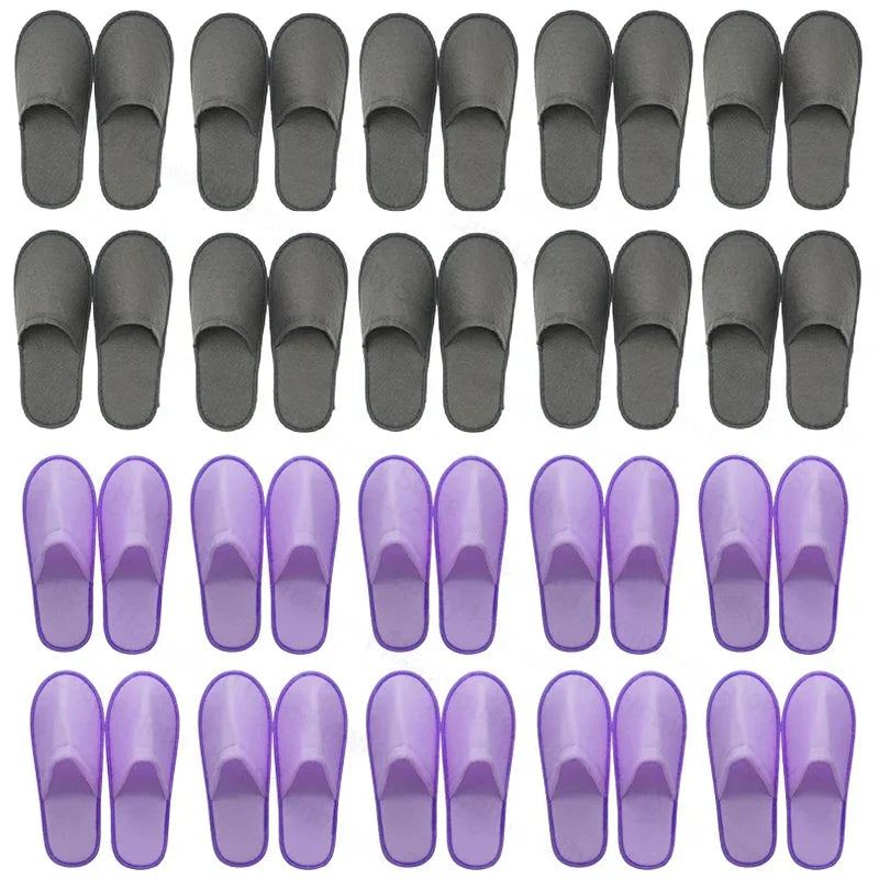 12-320Pairs Disposable Hotel Slippers Customized Wedding Slippers Non-Slip Brushed Slipper Unisex Guest Slippers for Travel/Home