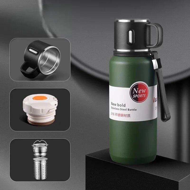600-1500ml Stainless Steel Thermal Mug, Outdoor Thermos Cup, Portable Vacuum Flasks, Cold and Hot Thermos Water Bottle, Coffee Mug.