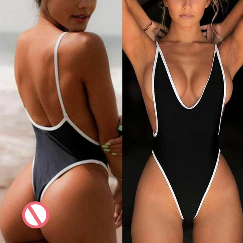 Women's Sexy Swimwear Sets Underwear V-Neck Sports Swimsuit One Piece Beach Bathing Suit Pool Bather Female Backless Lingerie