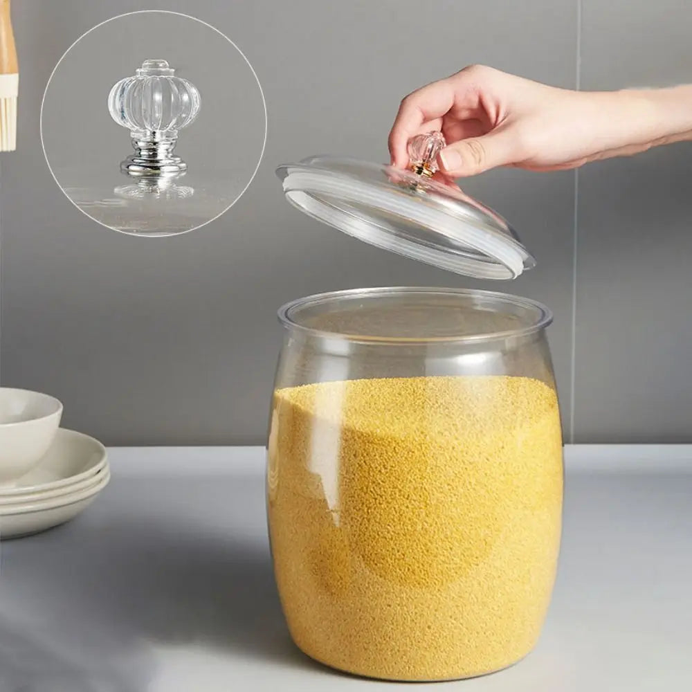Flour Grains Sealed  Kitchen Organizer with Lid, Plastic Wide Mouth Candy, Cookie, Nuts Storage Jar.
