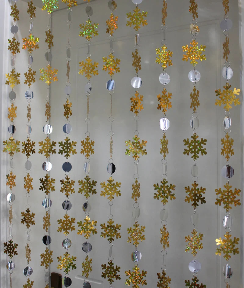 Christmas Decoration Home Curtain Snowflakes Laser sequins PVC Glitter Door Curtain Christmas tree Ornaments